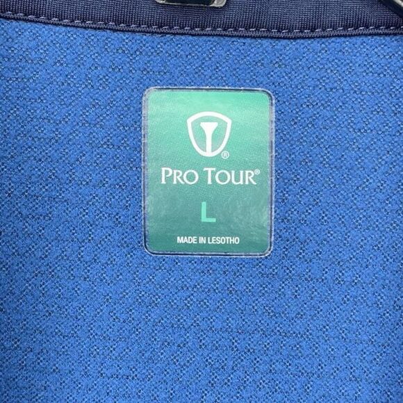 PRO TOUR Pullover Mens Large L Blue Textured 1/4-Zip Hidden Pockets Golf - Picture 5 of 7